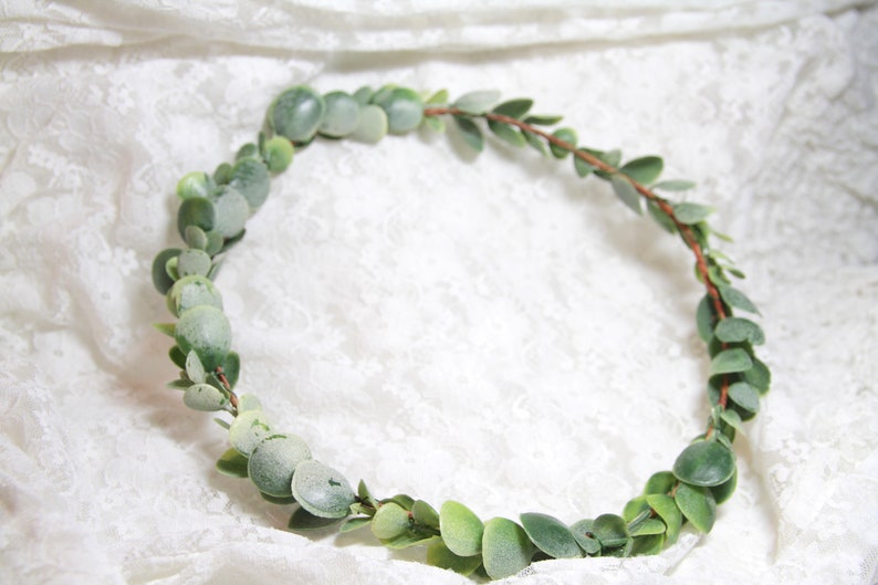 Green Flower Crown Eucalyptus flower crown Green Wedding Crown Eucalyptus Crown Greenery Crown Green Leaf Crown Woodland crown image 1