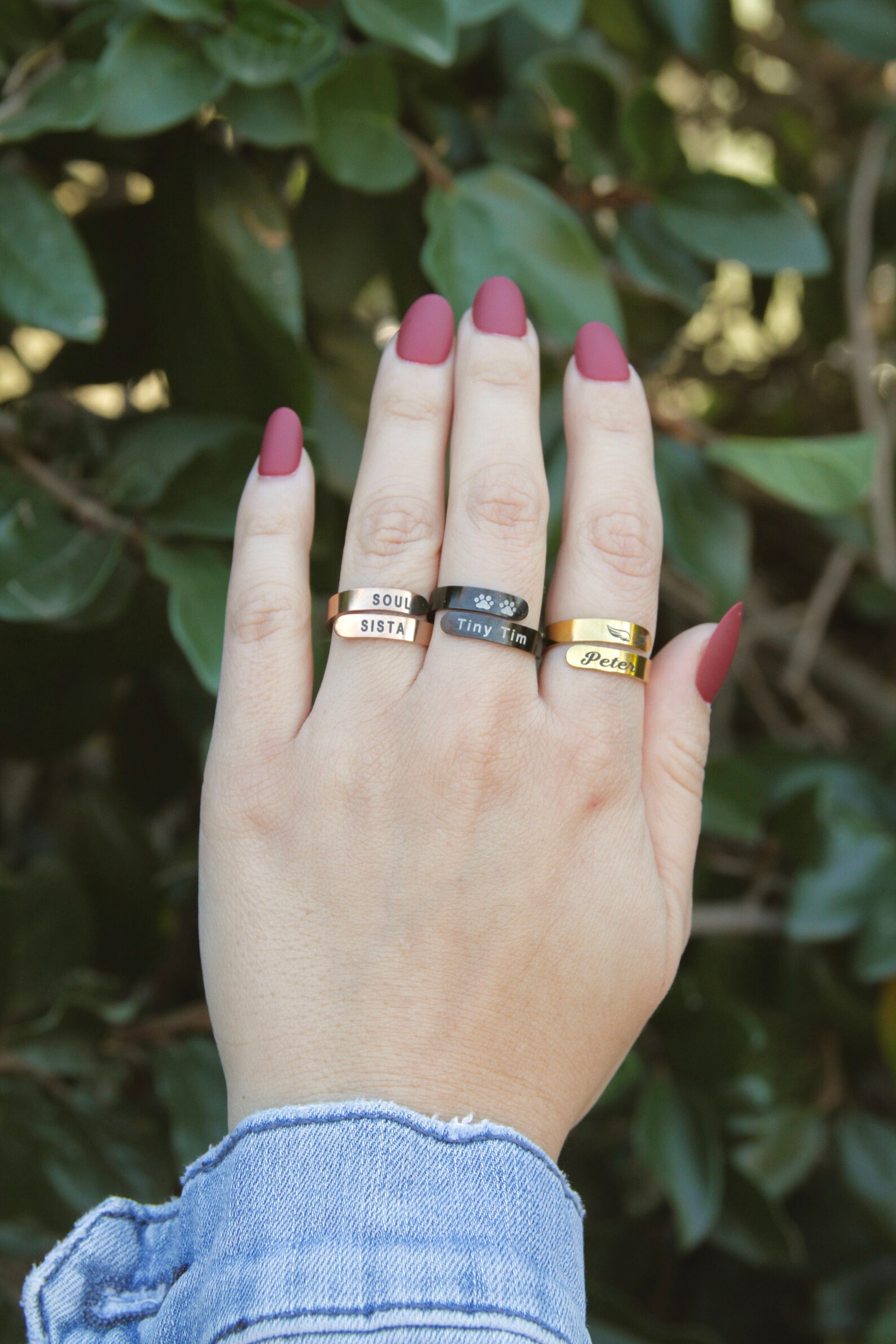 Engraved Ring Stacking Rings Personalized Ring Gold Ring Etsy