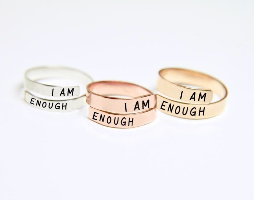 I Am Enough Ring I Am Enough Jewelry I Am Worthy I Am Enough Gift Motivational Ring Inspirational Ring Body Positive Gift Etsy Australia