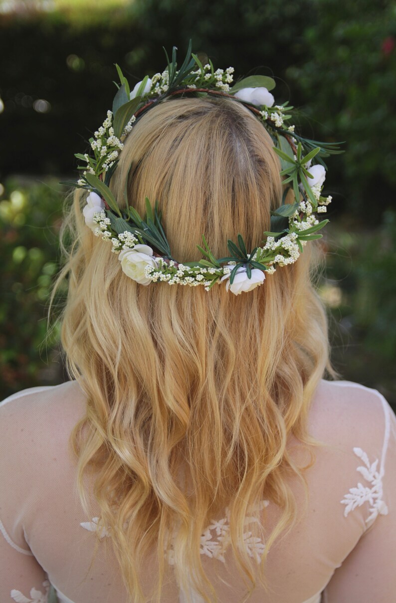 White Flower Crown Peony Flower Crown Babys Breath Flower Etsy