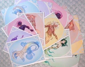 Pastel Merman Art Prints