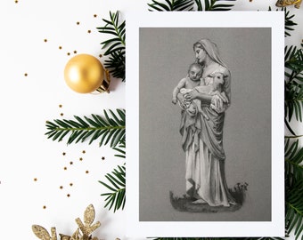 Christmas Art Print - Nativity - Virgin Mary and Baby Jesus