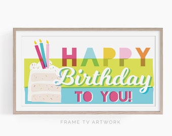 Samsung Frame TV Happy Birthday To You Sign, Digital Download, pink and green birthday