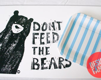 Black Don't Feed the Bears placemat- 11x17in