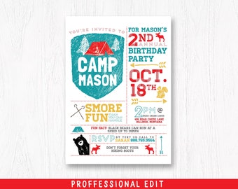 Camping Birthday Invitation- Professional Edit