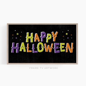 Samsung Frame TV Happy Halloween Sign, Digital Download, blue and green birthday