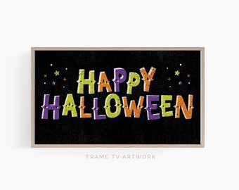 Samsung Frame TV Happy Halloween Sign, Digital Download, blue and green birthday