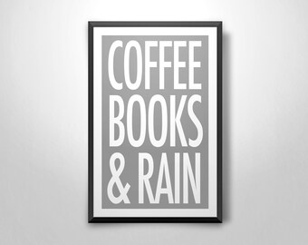 Citazioni sulla casa ('Caffè, libri e pioggia') Stampa artistica
