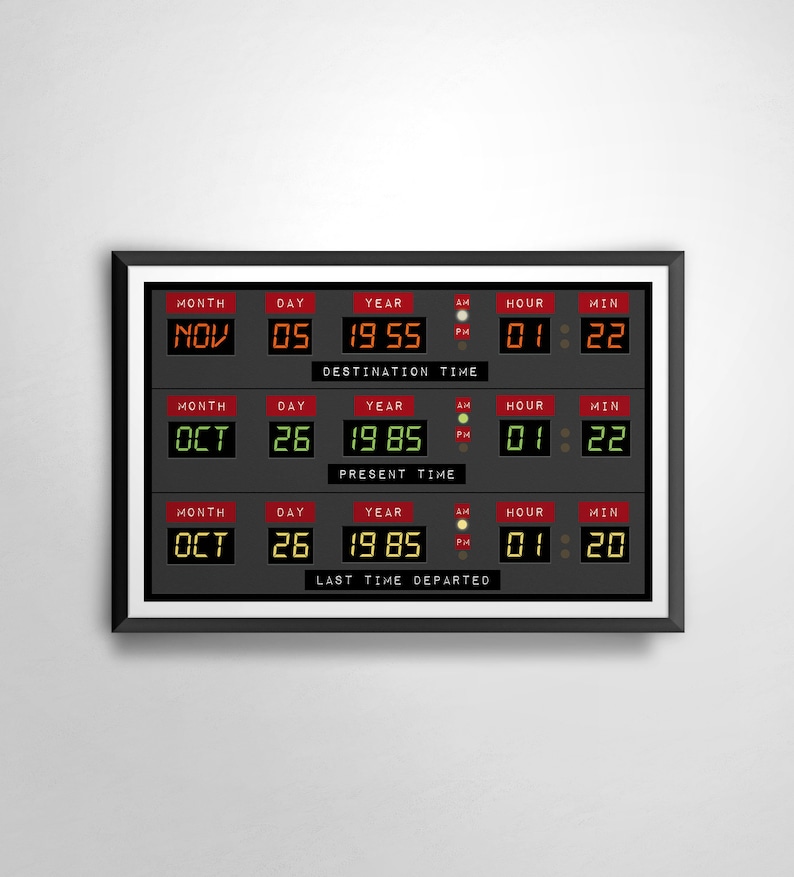 Back to the Future delorean Clock Wall Art Print Etsy