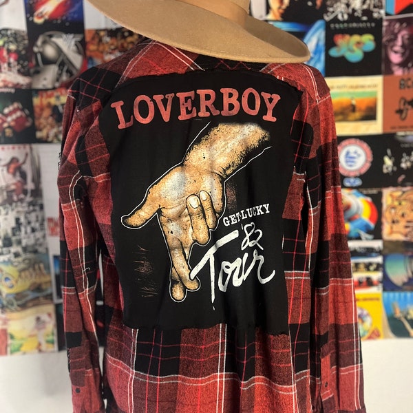 Repurposed Flannel Band Shirt