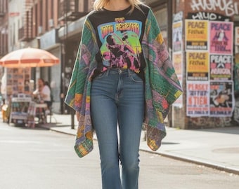 Butterfly Top “Jimi Hendrix” Kantha Sleeves Poncho