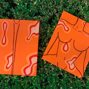 Orange Lava Girl Acrylic Painting