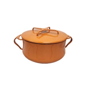 1960s Dansk Købenstyle Orange 2 Qt Enamel Pot with Lid