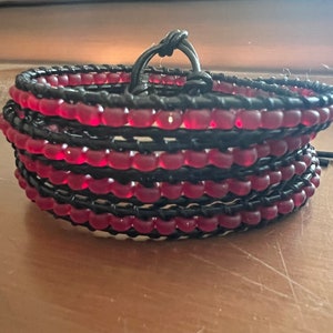 Bracelet, leather bracelet, leather wrap bracelet, beaded bracelet, friendship bracelet, boho bracelet,