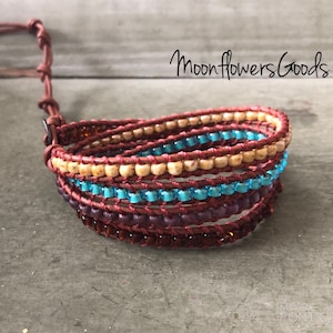 Boho Leather Wrap Bracelet, Leather Wrap Bracelet, Wrap Bracelet, Bracelet, Beaded Bracelet, Boho Bracelet, Beaded leather wrap bracelet,