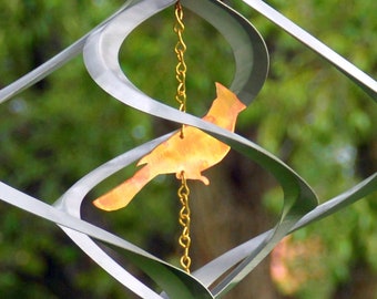 Nova Cardinal Wind Spinner | Copper Aluminum Anniversary Garden Gift Engraving Memorial Remembrance Chime Kinetic Personalize Wedding