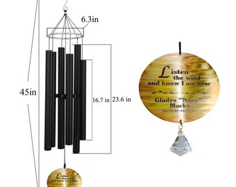 Erinnerungs-Windspiel | 45 "Kostenlose Personalisierung Pentatonik Stimmung Kupfer Trauer Jahrestag Garten Geschenk Windspiel Sympathie In Erinnerung