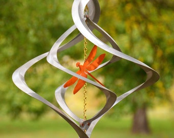 Nova Dragon Fly Metal Wind Spinner *NEW | Anniversary Garden Gift Engraving Memorial Remembrance Chime Kinetic Art Personalize Wedding