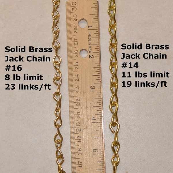 Solid Brass Jack Chain #14 or #16