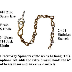 Wind Spinner Brass Chain Hanging Kit with S Hook, Stainless Swivels