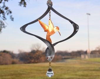 Comet Hummingbird Copper and Aluminum Wind Spinner | Outdoor Garden Gift Parents Anniversary Chime Memorial Personalized Wedding