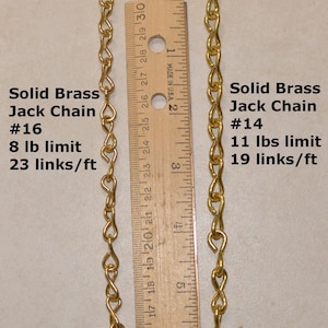 Solid Brass Jack Chain #14 or #16 - No Rust Hanging