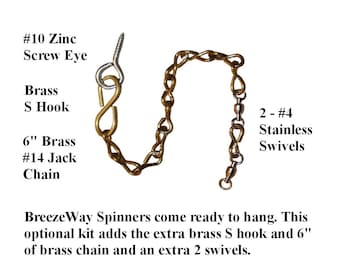 BreezeWay Hanging Kit | Wind Swivel Supplies Hanging Hook Brass Chain S Hook