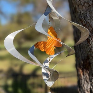 Butterfly Wind Spinner - Copper & Aluminum Kinetic Garden Art