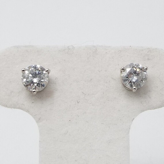 14K White Gold Diamond Screw Back Diamond Earrings 1.61 CT Etsy