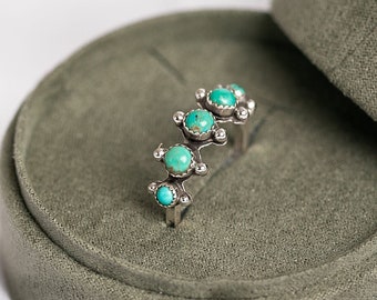 Dainty Round Multi-Stone Turquoise Ring - Sterling Silver Jewelry