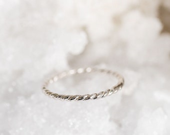 Twisted Sterling Silver Stacker Ring Band - Delicate - Tiny - Dainty Ring - Bohemian Festival Jewelry - Everyday Wear