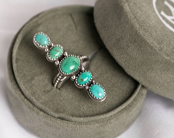 Kingman Türkis Cluster Ring - Multi-Stein Sterling Silber Schmuck