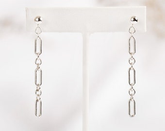 Chain Link Dangle Earrings 925