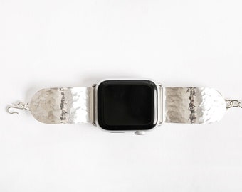 Hammered Sterling Silver Apple Watch - Galaxy Watch Band