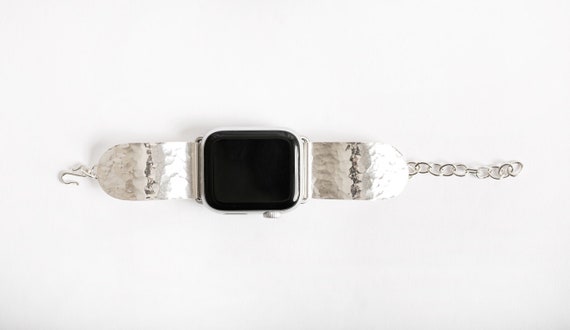 Hammered Sterling Silver Apple Watch - Galaxy Watch Band