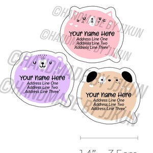 Animal Bubble Puppy Dog Pink Kitty Cat Pet Violet Purple Bear Adorable Kawaii Cute SnailMail Custom Mailing Address Sticker Flakes