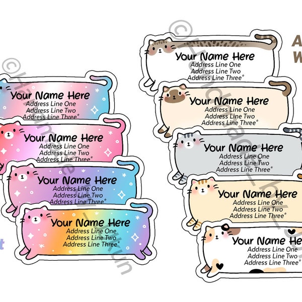 PRIDE Chonky Fat Kitty Cat Orange Ginger Gray Tabby Calico Wirehair Siamese Gay Rainbow LGBTQ Custom Return Address Labels Sticker Flakes