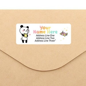 Panda and Remote Controlled Plane Cute Kawaii Snail Mail Easy Peel Sheet Standard Rectangle Snailmail Custom Return Address Label Stickers
