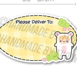 Kawaii Costume Love Bear Cub Sakura Clover Snail Mail PDT Please Deliver To Blank Mailing Snail Mail Return Address Label Sticker Flakes