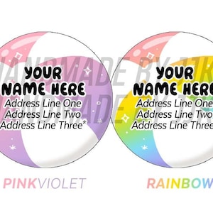 Beach Ball Sparkly Summertime Summer Beachy Cute Kawaii Circle Round Rainbow Ombre Custom Mailing Return Label Sticker Flakes