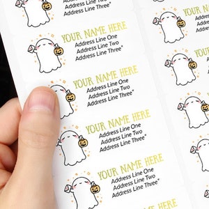 Halloween Ghost Trick or Treat Mail Cute Kawaii Standard Rectangle Easy Peel Sheet Snailmail Return Address Labels Stickers