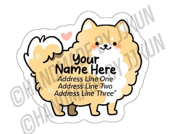 Cute Pom Pupper Snail Mail Custom Return Mailing Address Label Kawaii Pomeranian Pet Dog Sticker Flakes