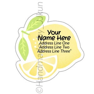 Lemon Slice Citrus Spring Summer Yellow Juicy Fruit Food Custom Snail Mail Return Address Label Sticker Flakes image 1