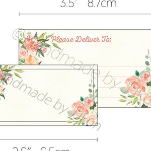 Perzikroze vintage roos bloem bloemen mooi lente zomer chique aquarel "bezorgen aan" PDT blanco adreslabel sticker vlokken
