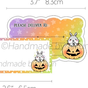Etichetta postale vuota PDT "Si prega di consegnare a" di Halloween Bunny Rabbit "Kinder Murder Jack-o-lantern" Kawaii Cute Adesivo per le vacanze di zucca