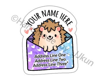 Hedgehog Pet Cute Kawaii Ombre Tiny Smol Hedgie Heggie Custom Mailing Snail Mail Snailmail Return Address Label Sticker Flakes