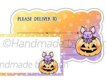 Halloween Bat &quot;Please Deliver To&quot; Spoopy PDT Blank Mailing Label Kawaii Cute Holiday Sticker Flakes