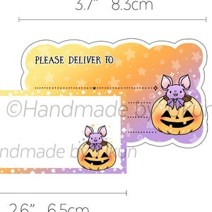 Halloween Bat &quot;Please Deliver To&quot; Spoopy PDT Blank Mailing Label Kawaii Cute Holiday Sticker Flakes