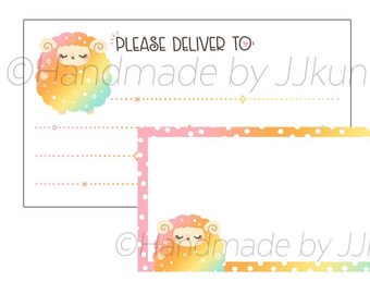 PRIDE Sparkling Rainbow Fluffy Sleepy Sheep Ram Alpaca Alpacasso Cute Kawaii #happymail PDT Blank Mailing Address Label Sticker Flakes