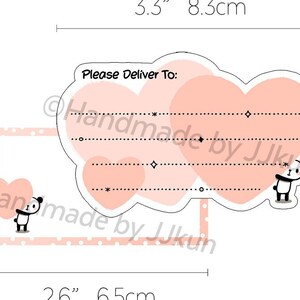 Timido panda pastello rosa pesca amore cuore dolce carino San Valentino posta ordinaria PDT "Si prega di consegnare a" etichetta adesiva vuota per indirizzo postale fiocchi